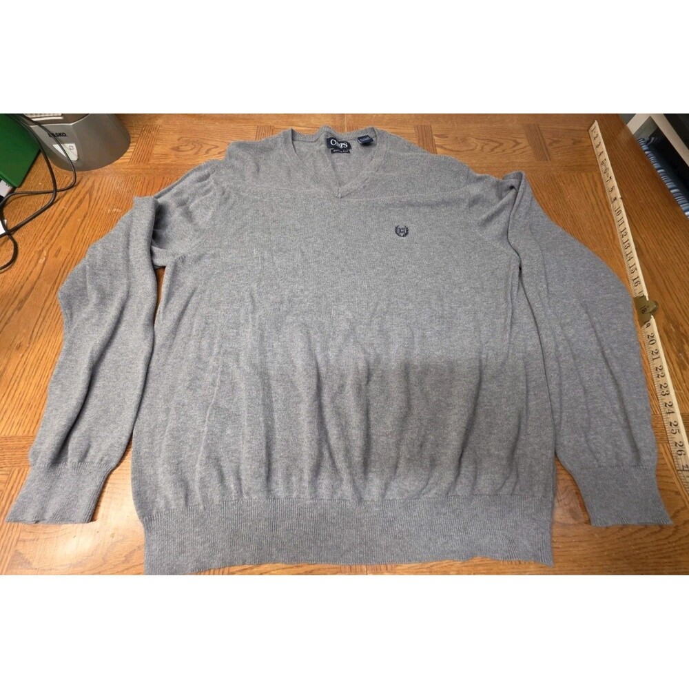 Chaps Men’s Gray Steel Heat Size XL V-Neck Sweater Silk/Cotton